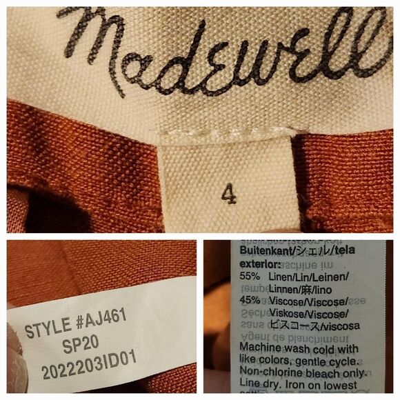 🔸️Madewell Rust Linen Blend Belted Paperbag Pants Size 4 - Picture 12 of 16